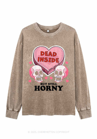 Halloween Dead Inside Y2K Washed Long Sleeves Cherrykitten