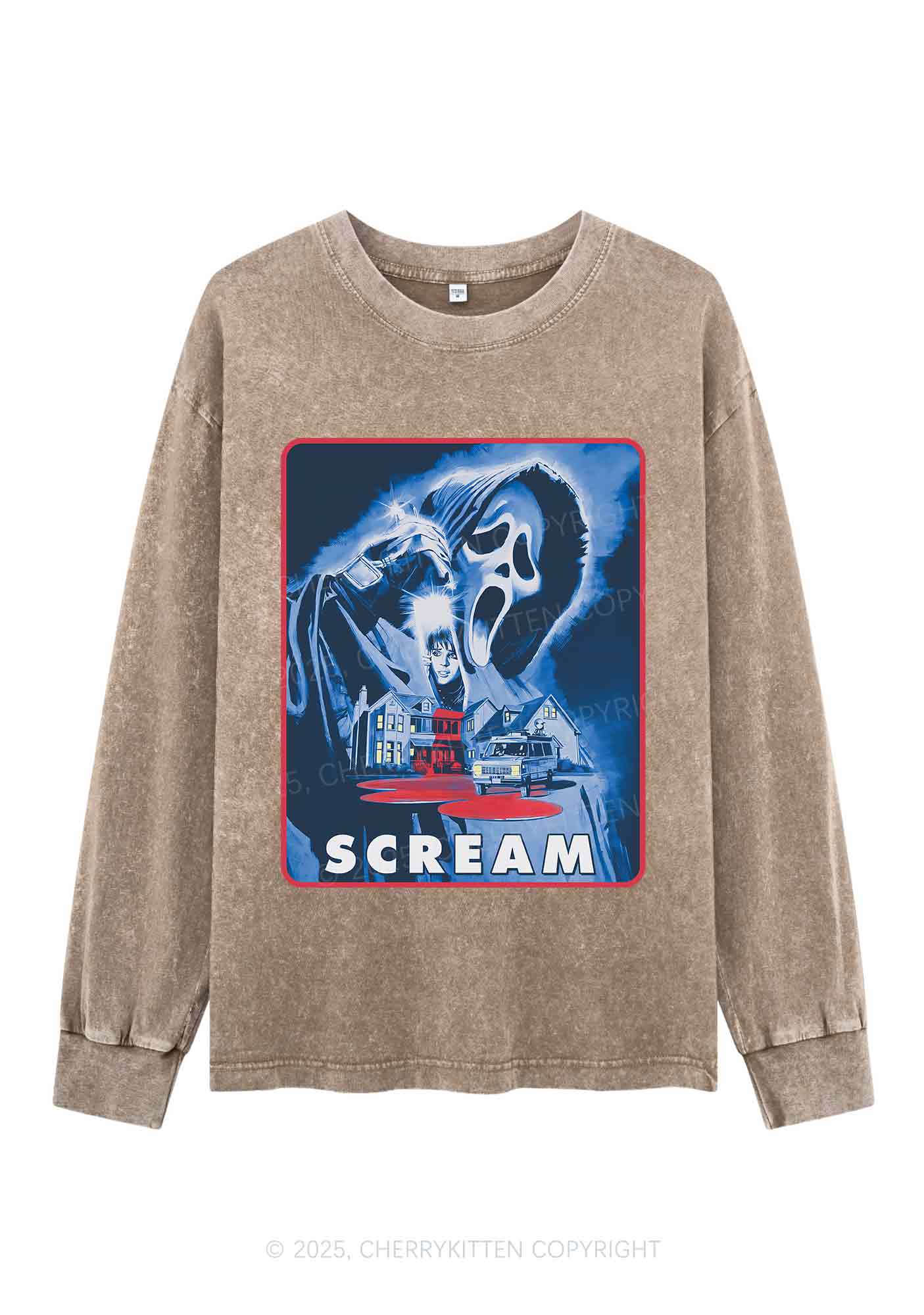 Halloween Scream Y2K Washed Long Sleeves Cherrykitten