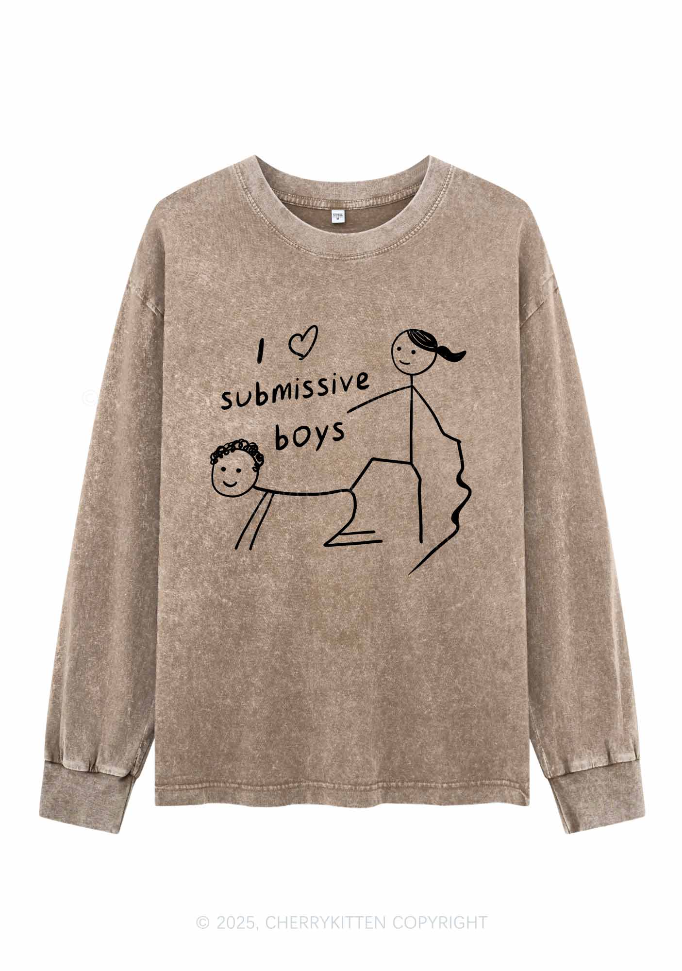 I Love S Boys Y2K Washed Long Sleeves Cherrykitten