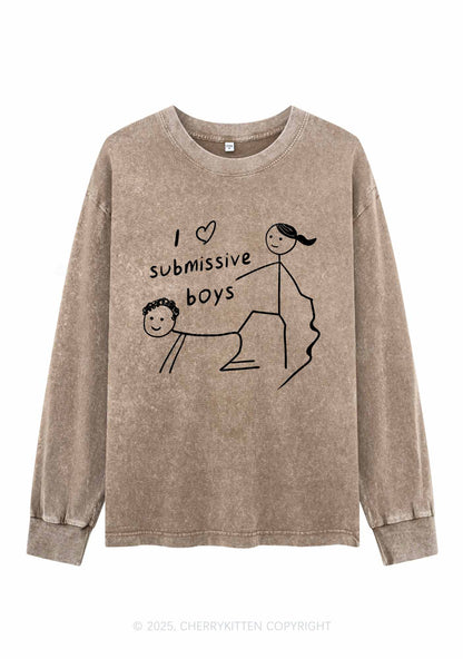 I Love S Boys Y2K Washed Long Sleeves Cherrykitten