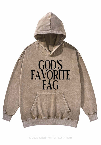 Gods Favorite Fag Pride Y2K Washed Hoodie Cherrykitten