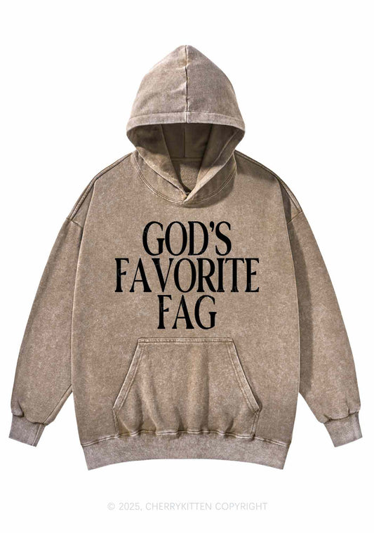 Gods Favorite Fag Pride Y2K Washed Hoodie Cherrykitten