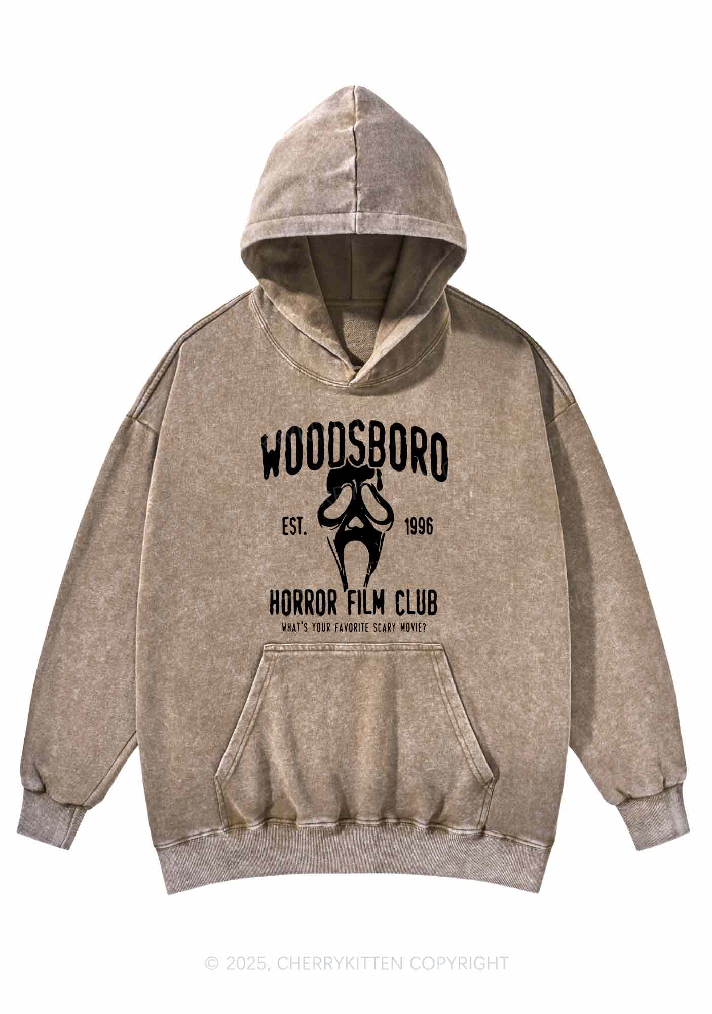 Halloween Horror Film Club Y2K Washed Hoodie Cherrykitten