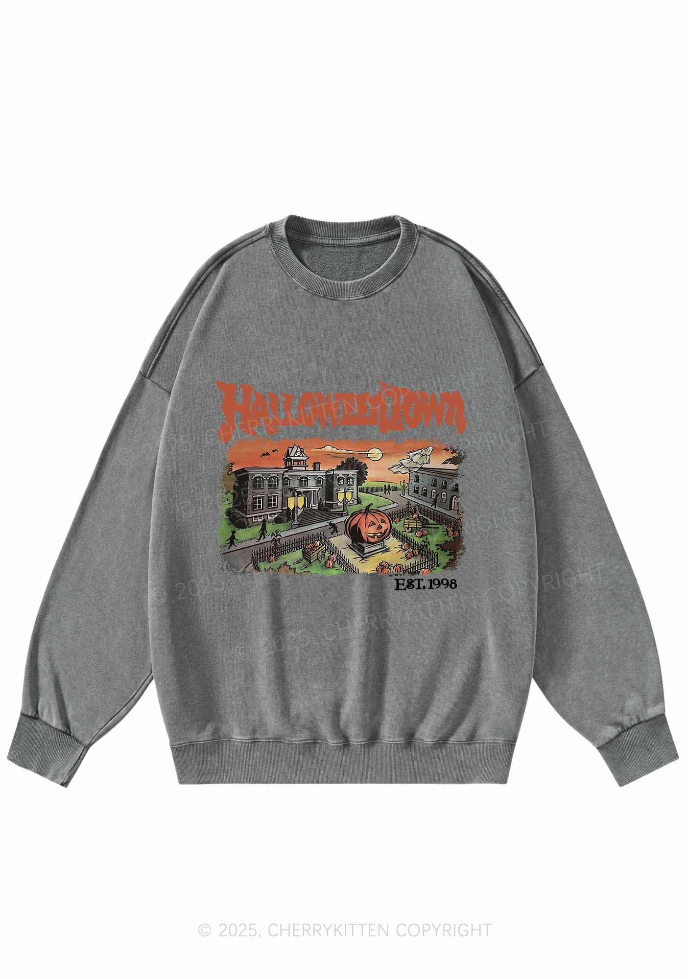 Halloween Town Y2K Washed Sweatshirts Cherrykitten