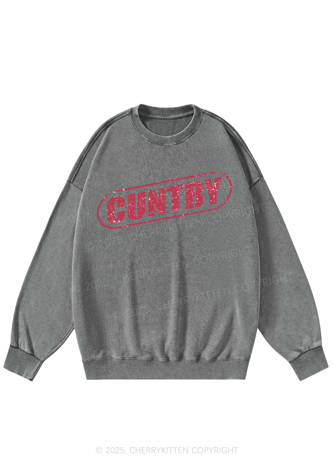 Cuntry Y2K Washed Sweatshirts Cherrykitten