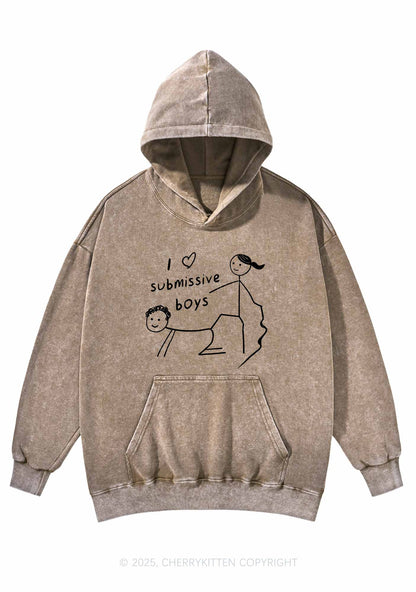 I Love S Boys Y2K Washed Hoodie Cherrykitten
