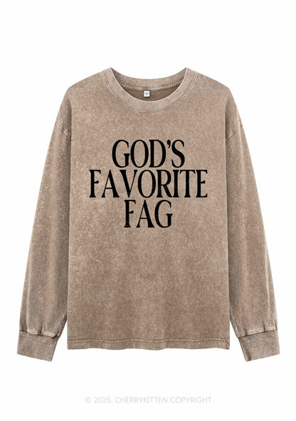 Gods Favorite Fag Pride Y2K Washed Long Sleeves Cherrykitten