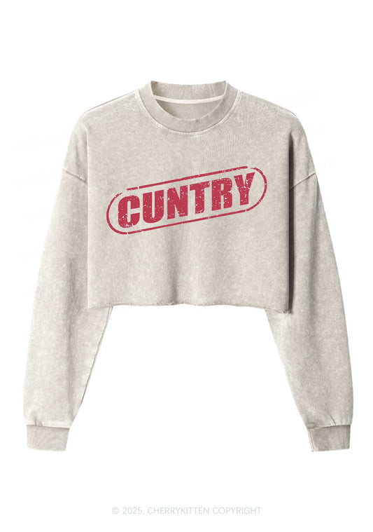 Cuntry Y2K Crop Washed Sweatshirts Cherrykitten