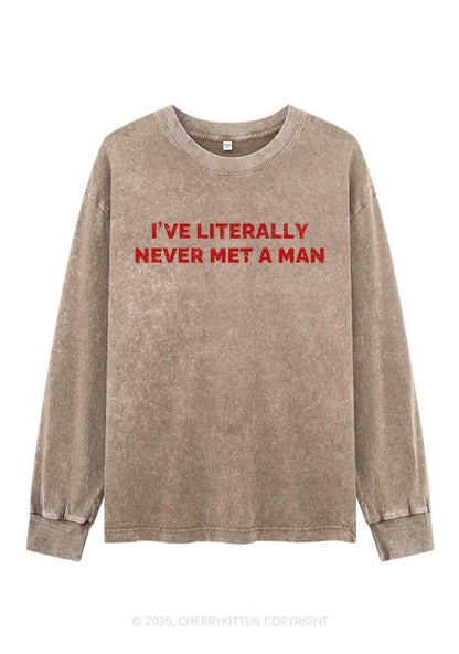 Never Met A Man Y2K Washed Long Sleeves Cherrykitten