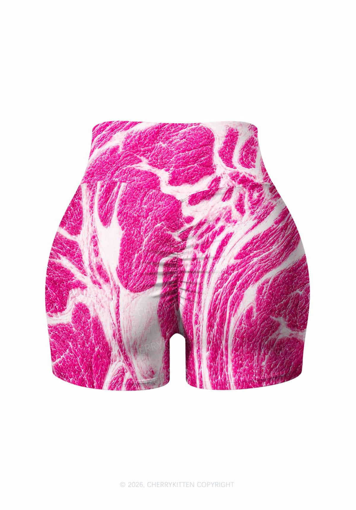 Halloween Pink Beef Texture Y2K Print Gym Shorts Cherrykitten