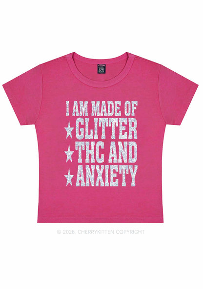 Made Of Glitter Thc Anxiety Y2K Baby Tee Cherrykitten