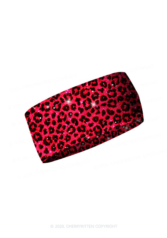 Bright Red Leopard Y2K Print Headband Cherrykitten