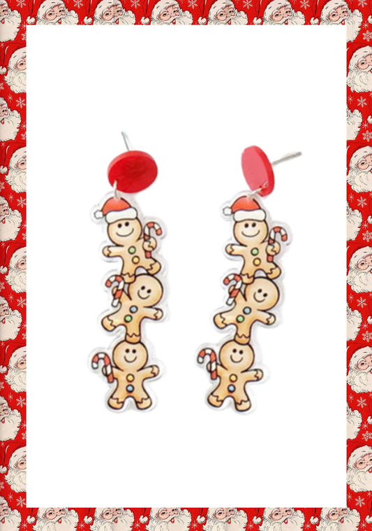 Christmas Three Gingerbread Men Y2K Earrings Cherrykitten