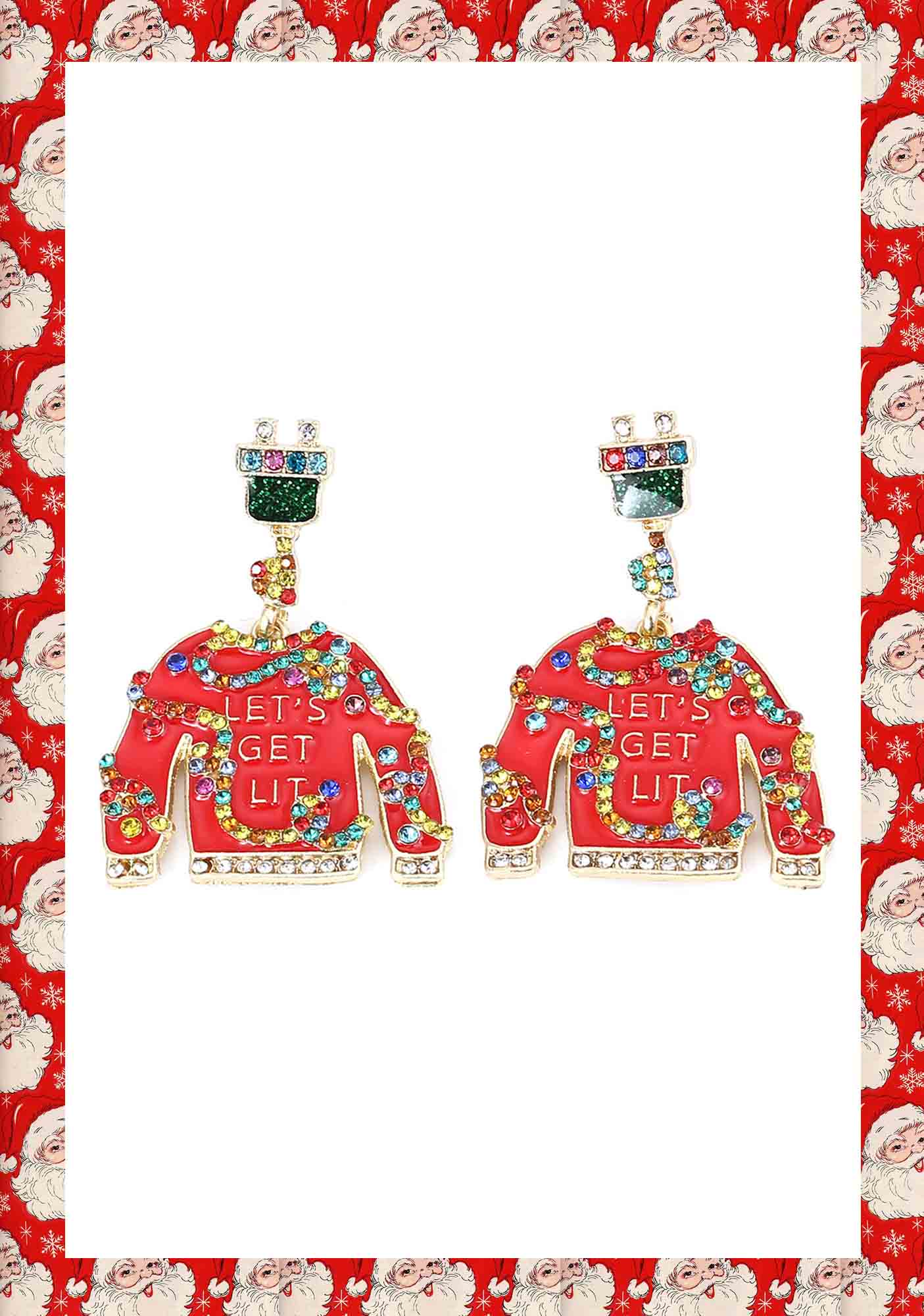 Let's Get Lit Y2K Christmas Clothes Earrings Cherrykitten