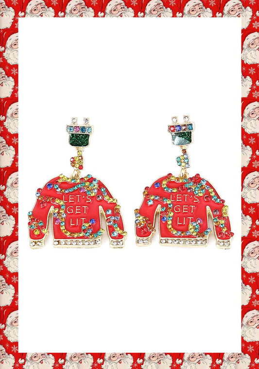 Let's Get Lit Y2K Christmas Clothes Earrings Cherrykitten