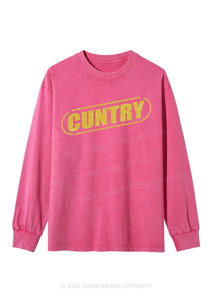 Cuntry Y2K Washed Long Sleeves Cherrykitten