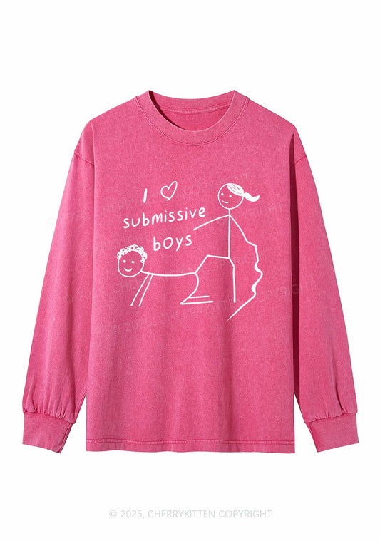 I Love S Boys Y2K Washed Long Sleeves Cherrykitten