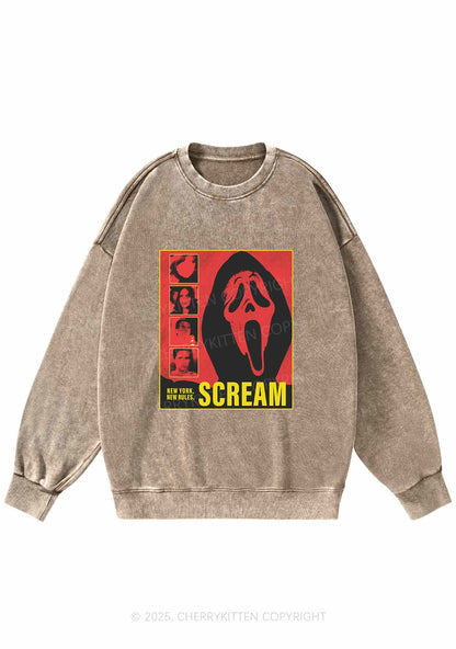 Halloween Scream New York Y2K Washed Sweatshirts Cherrykitten