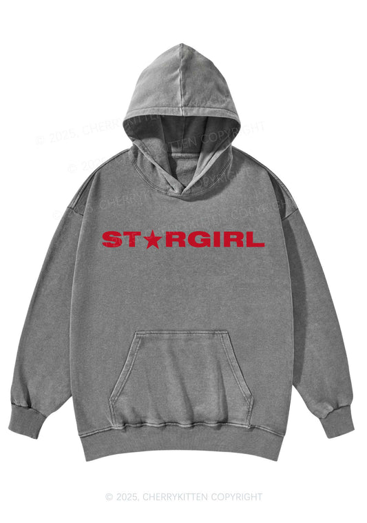 Red Stargirl Y2K Washed Hoodie Cherrykitten