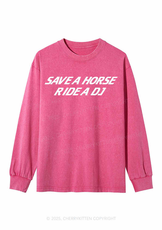 Ride A DJ Y2K Washed Long Sleeves Cherrykitten