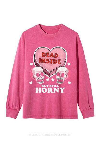 Halloween Dead Inside Y2K Washed Long Sleeves Cherrykitten