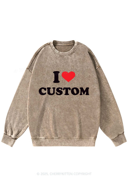I Love Custom Personalized Y2K Washed Sweatshirts Cherrykitten