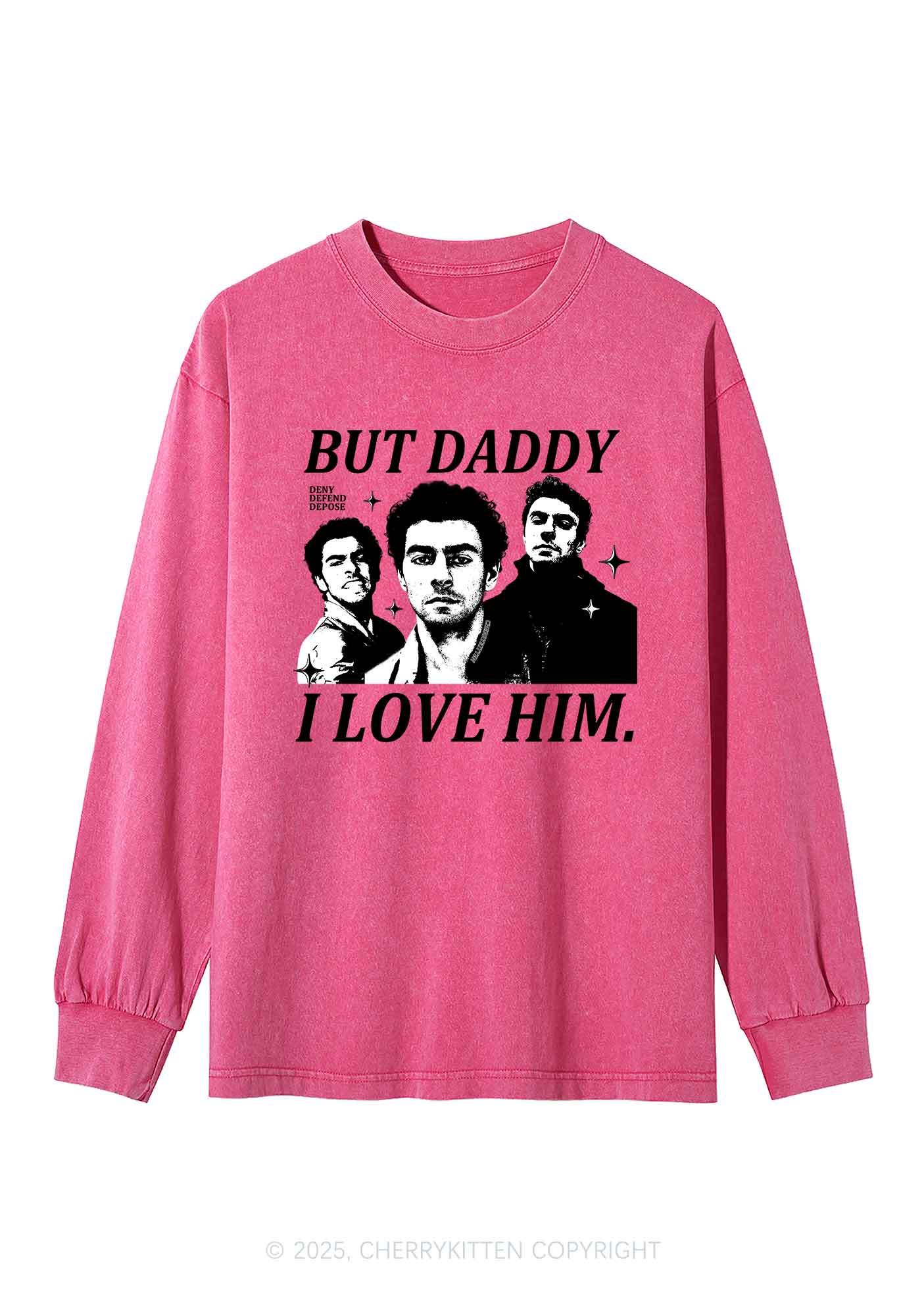 Daddy I Love Luigi Y2K Washed Long Sleeves Cherrykitten