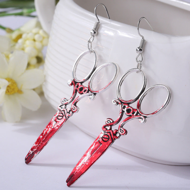 Halloween Horror Blood Scissors Earrings