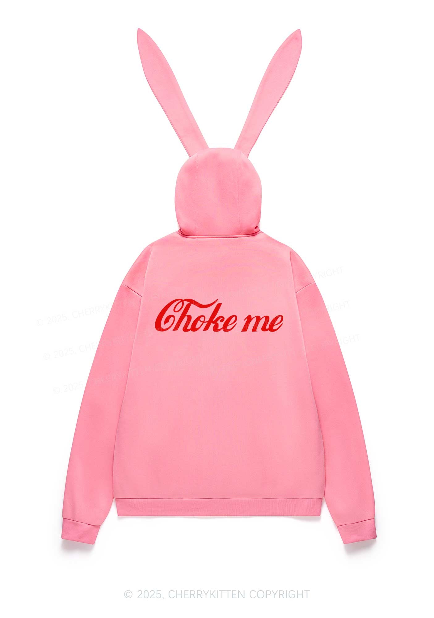 Choke Me Y2K Bunny Ear Zip Hoodie Cherrykitten
