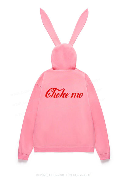 Choke Me Y2K Bunny Ear Zip Hoodie Cherrykitten