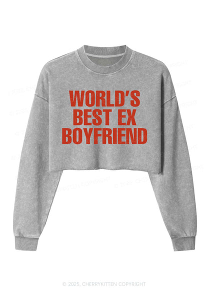 Best Ex Boyfriend Y2K Crop Washed Sweatshirts Cherrykitten