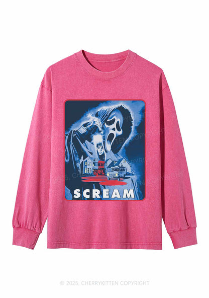 Halloween Scream Y2K Washed Long Sleeves Cherrykitten
