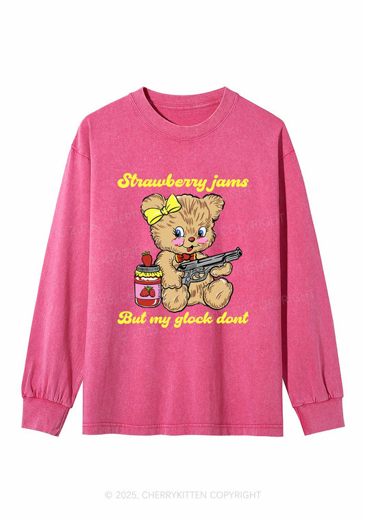 Strawberry Jams Bear Y2K Washed Long Sleeves Cherrykitten