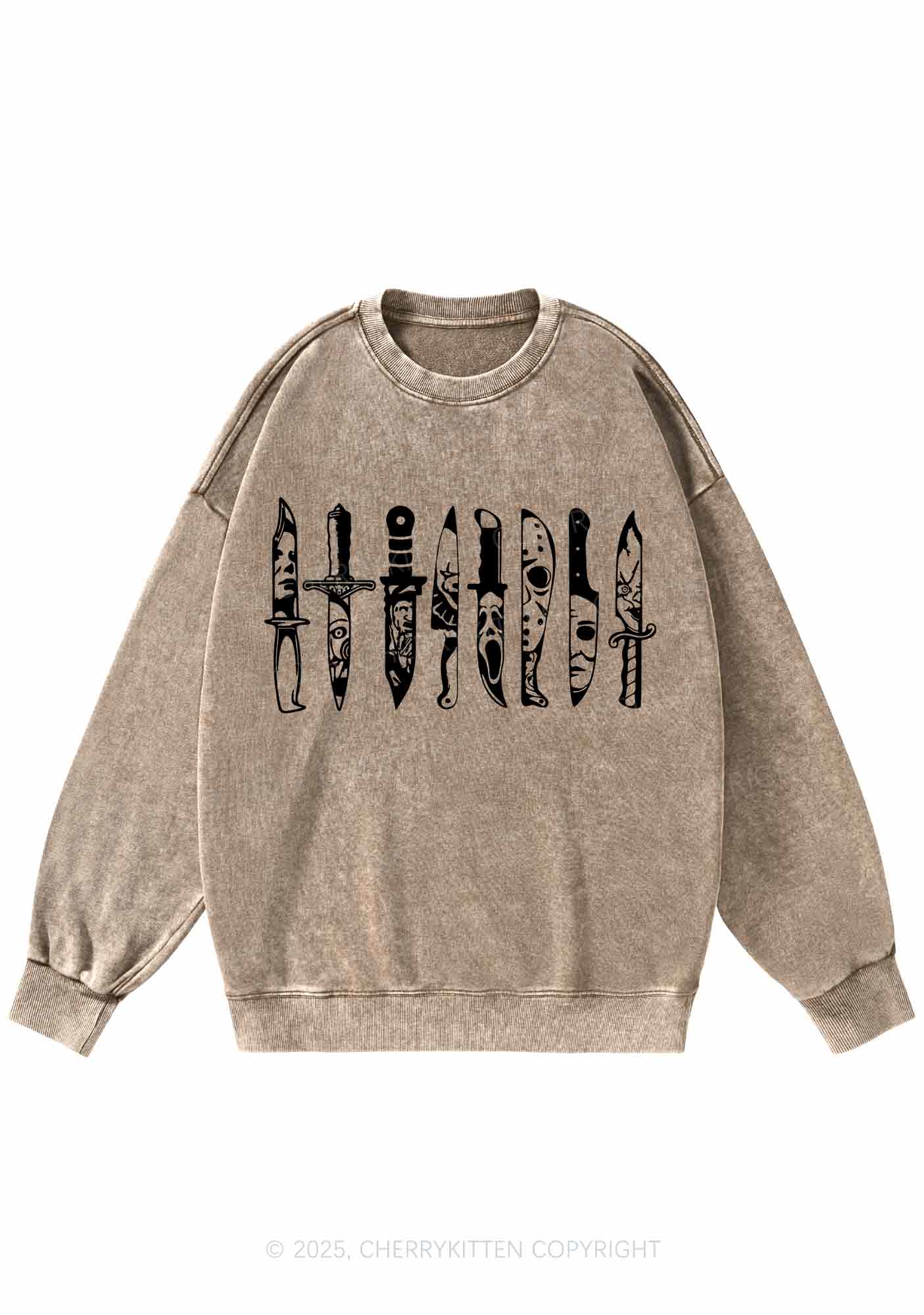 Halloween Grimace Daggers Y2K Washed Sweatshirts Cherrykitten