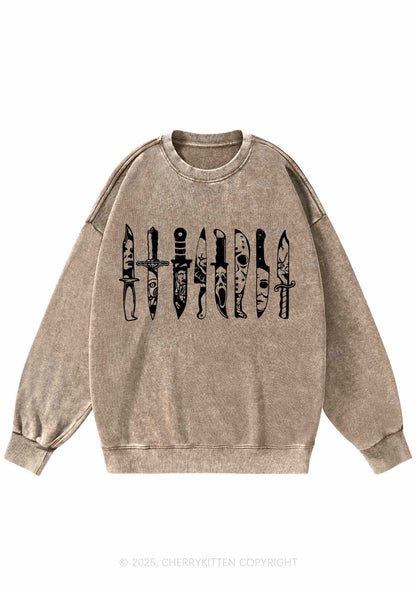 Halloween Grimace Daggers Y2K Washed Sweatshirts Cherrykitten