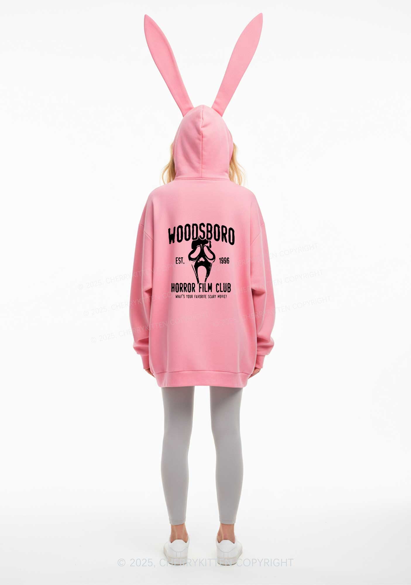 Halloween Horror Film Club Y2K Bunny Ear Zip Hoodie Cherrykitten