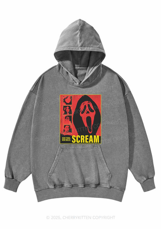 Halloween Scream New York Y2K Washed Hoodie Cherrykitten