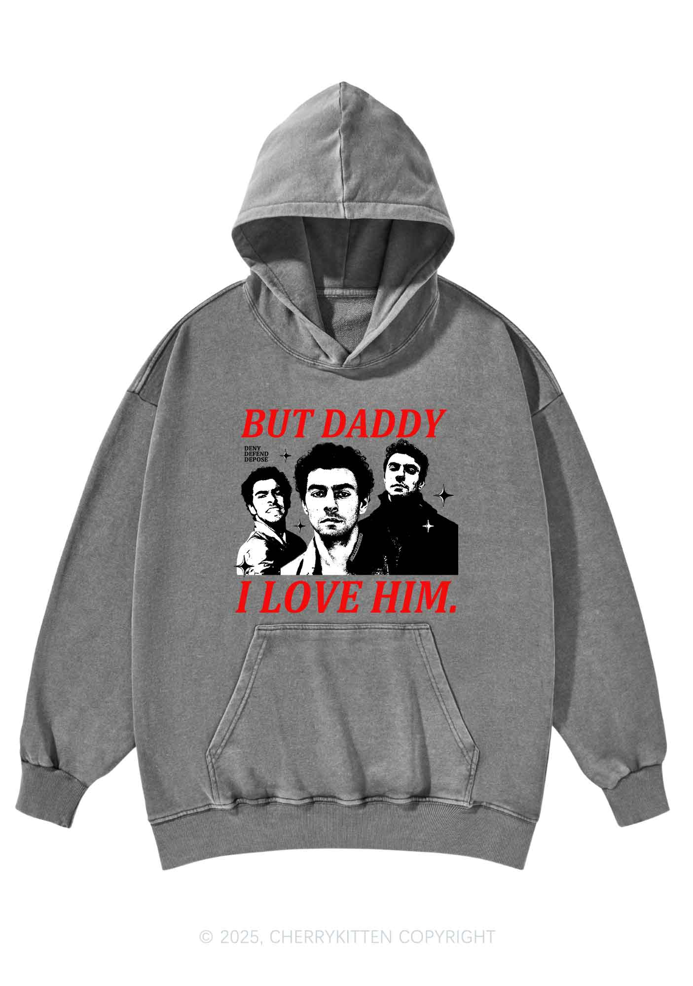 Daddy I Love Luigi Y2K Washed Hoodie Cherrykitten