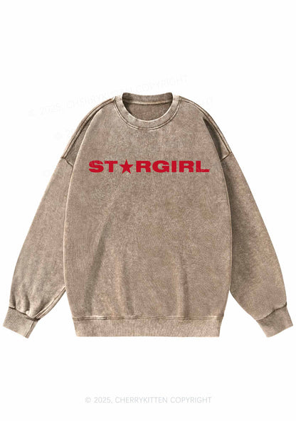 Red Stargirl Y2K Washed Sweatshirts Cherrykitten