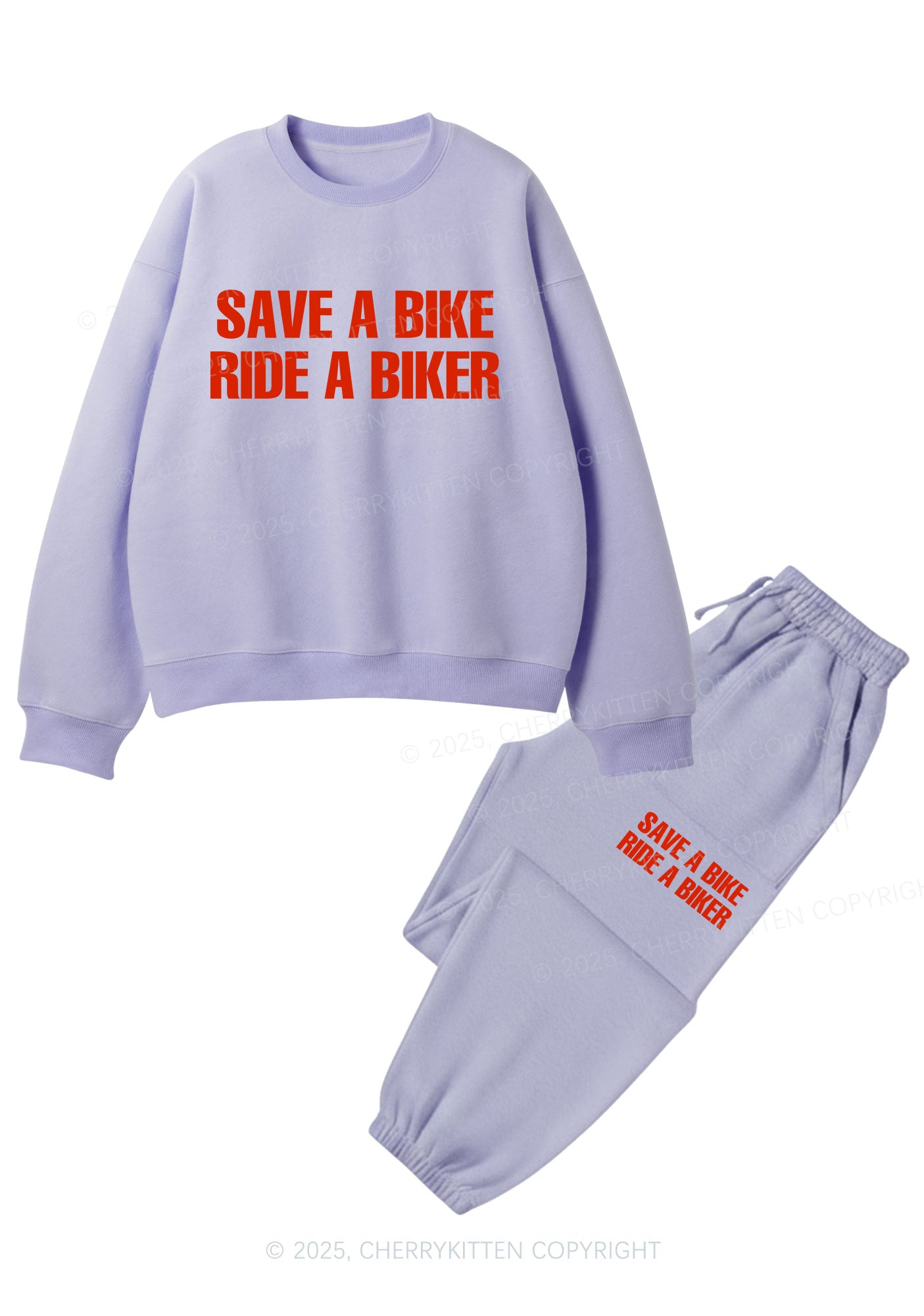 Save Bike Ride Biker Y2K Fleece Sweatshirts Set Cherrykitten