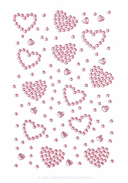 1pc Heart Rhinestone Y2K Face Sticker Cherrykitten