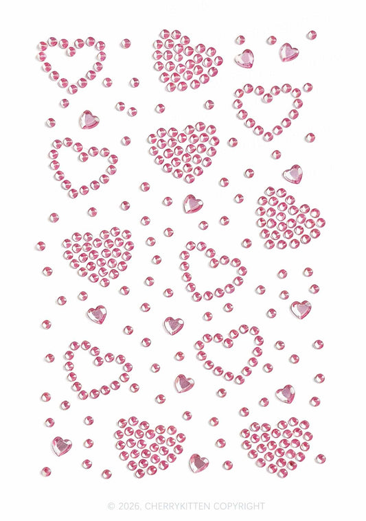 1pc Heart Rhinestone Y2K Face Sticker Cherrykitten