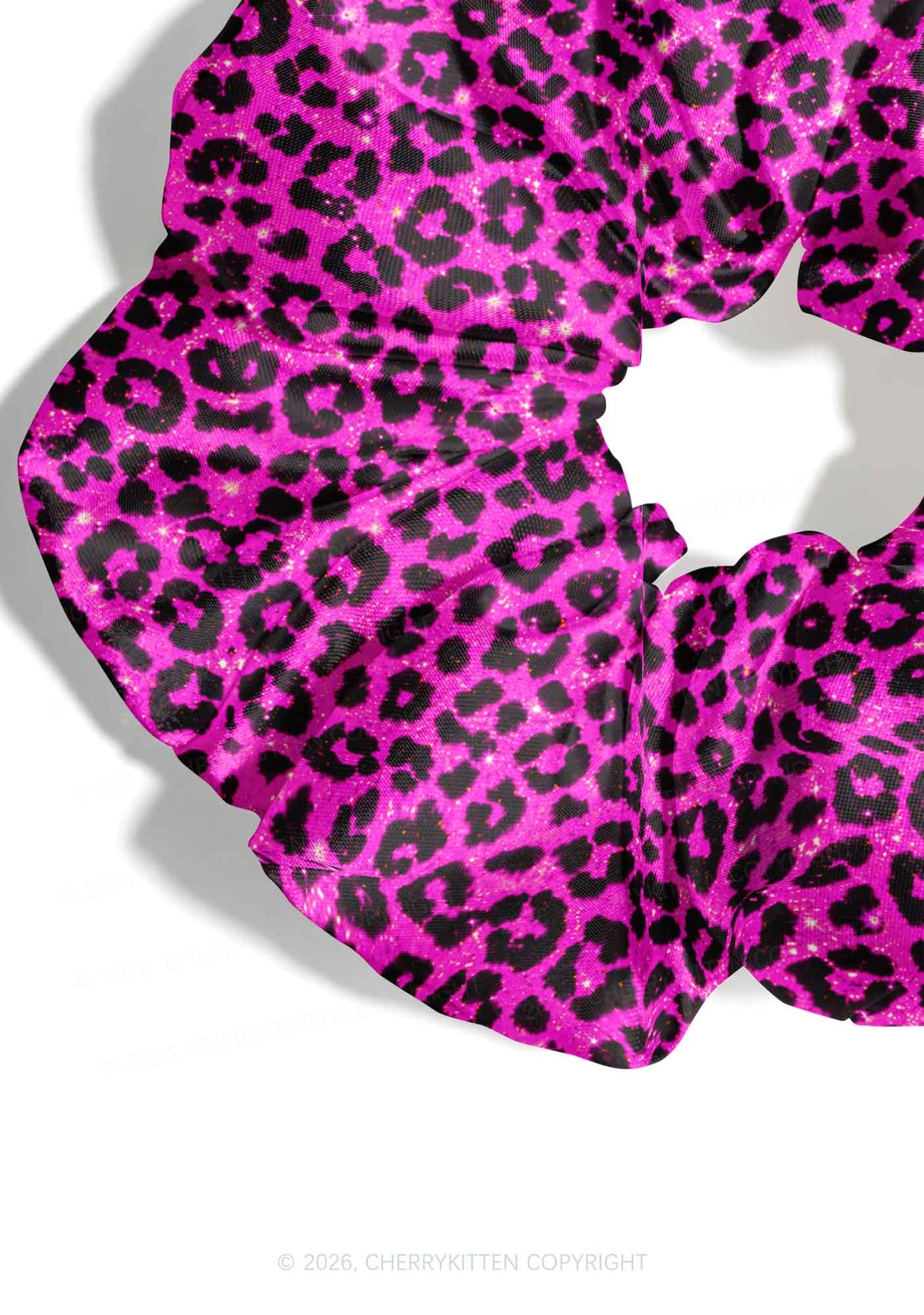 Hot Pink Leopard Y2K Hair Scrunchie Cherrykitten