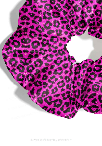 Hot Pink Leopard Y2K Hair Scrunchie Cherrykitten