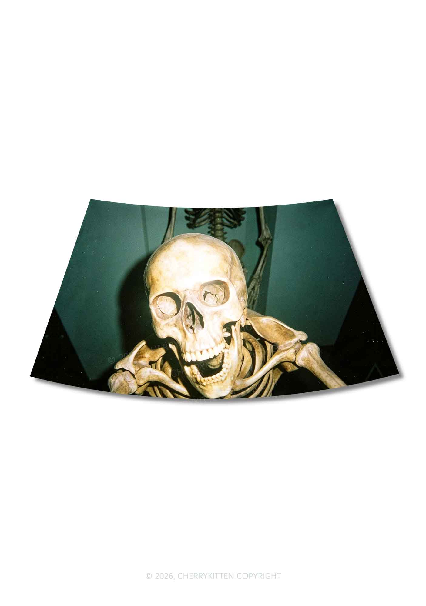 Halloween Double Skeleton Selfie Y2K Print Mini Skirt Cherrykitten