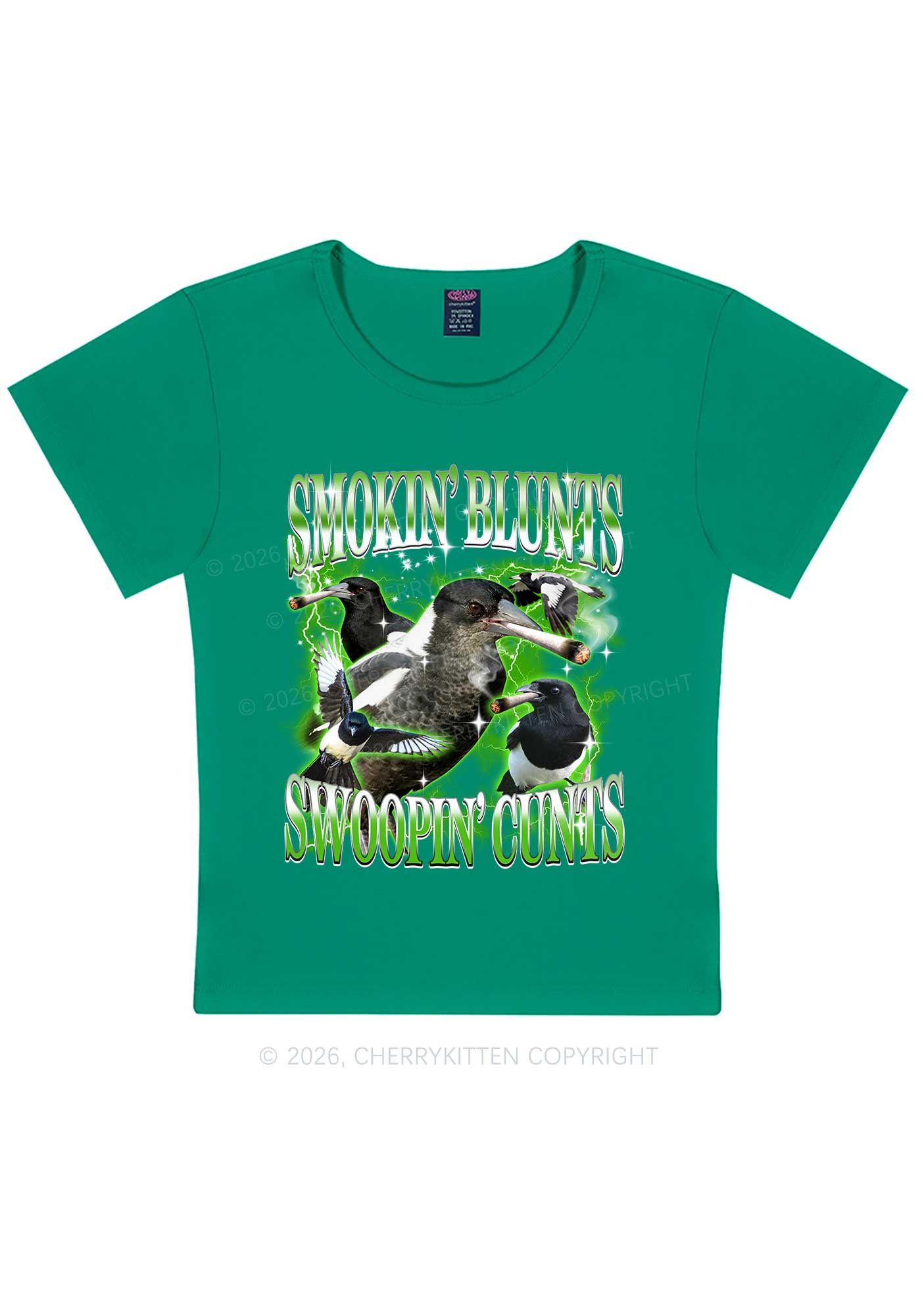Smokin Blunts Swoopin Cxxts Y2K Baby Tee Cherrykitten