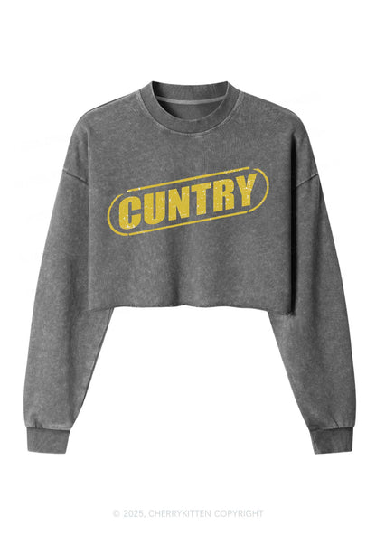 Cuntry Y2K Crop Washed Sweatshirts Cherrykitten