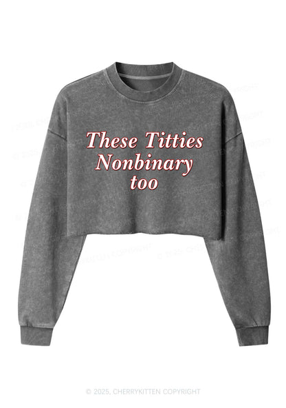Txtties Nonbinary Too Y2K Crop Washed Sweatshirts Cherrykitten
