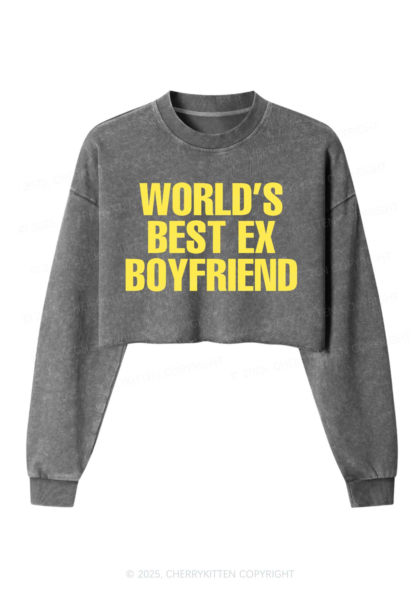 Best Ex Boyfriend Y2K Crop Washed Sweatshirts Cherrykitten