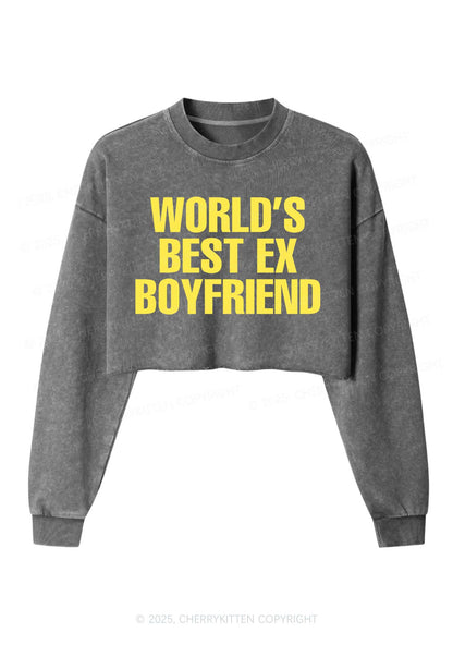 Best Ex Boyfriend Y2K Crop Washed Sweatshirts Cherrykitten